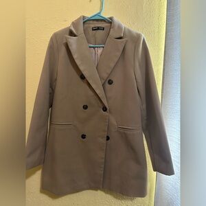 SHEIN Tan Double-Breasted Blazer